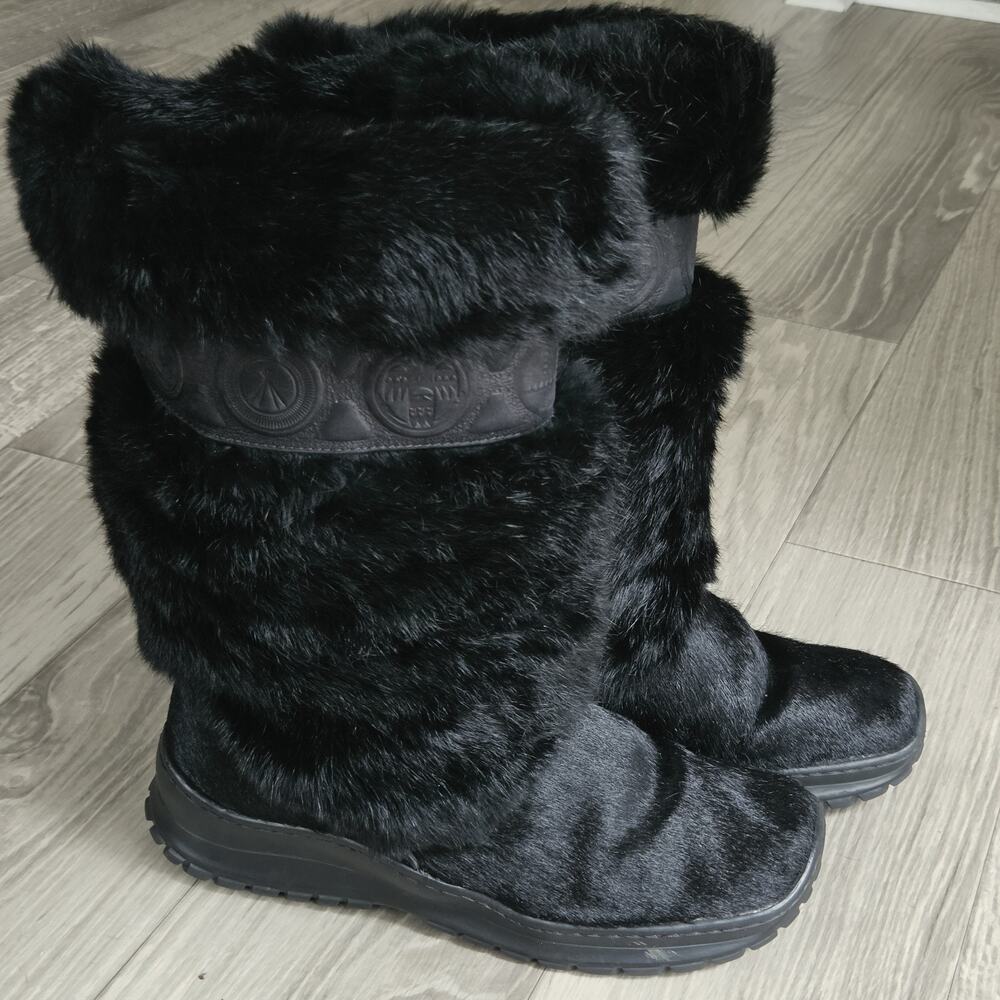 Vintage Oscar Sport Women's Eu 42 US 11.5 Winna Wool Lined Fur Black Boots